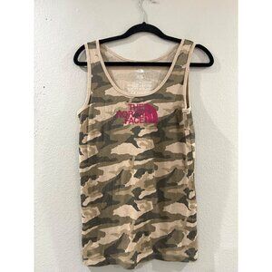 The North Face womens Camo pink logo Tank top Summer  Cotton Top size XL